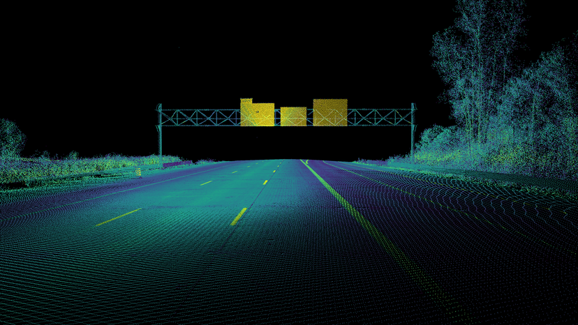 Lidar image on highway